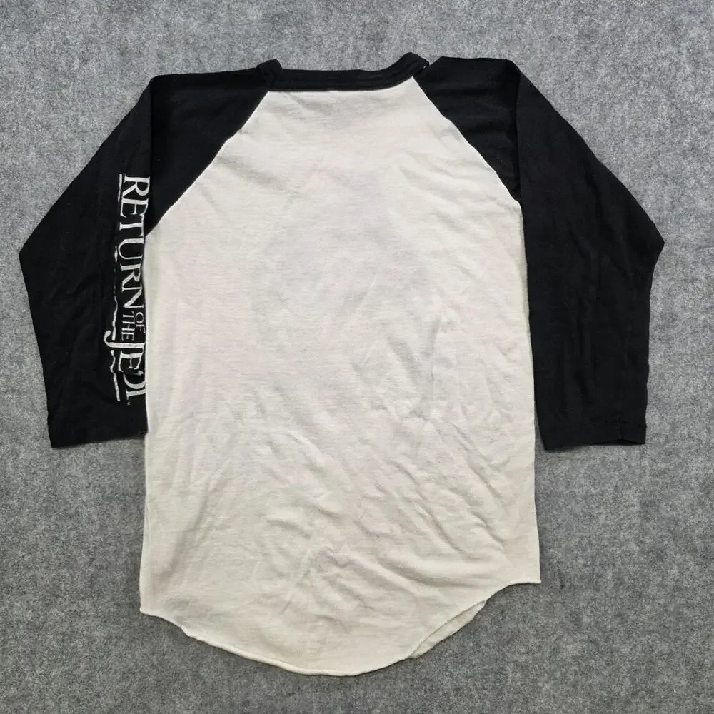Vintage Star Wars Return Of‎ The Jedi T Shirt Youth 14-16 Black Raglan 80s Lucas